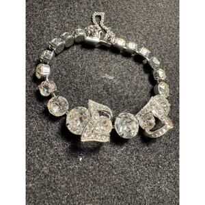 Vintage Eisenberg Bracelet Rhinestone Bow Signed Size 7"